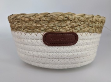 ТКАНАЯ КОРЗИНКА РУЧНОЙ РАБОТЫ ЧЕХОЛ 18 x 8 см ДЛЯ ПЕРЕХОДОВ белый 020