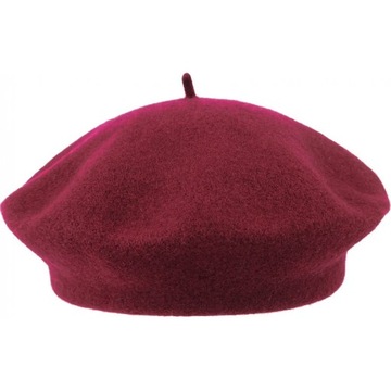 Beret damski klasyczny EVITA 100% wełna bordowy