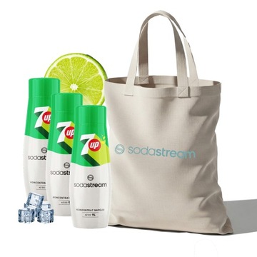 Zestaw Syrop koncentrat do wody SodaStream 7up 3x440 ml + Torba GRATIS