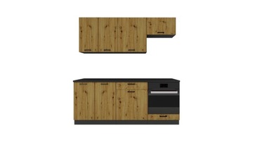 DĄB ARTISAN KUCHNIA DENVER ZESTAW 200 cm STYL NOWOCZESNOŚĆ FUNKCJONALNOŚĆ