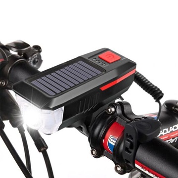 КОМПЛЕКТ СВЕТОДИОДНЫХ ВЕЛОСИПЕДНЫХ ФАР, СОЛНЕЧНАЯ ЗАРЯДКА, ВОДОНЕПРОНИЦАЕМЫЙ, 120 ДБ