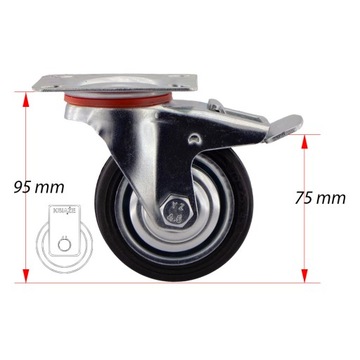 НАБОР ИЗ 4 ШТ. Полочная тележка WHEELS fi 75 12STGU75