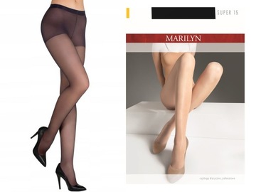 Półmatowe rajstopy Super 15 Marilyn NERO 3-M