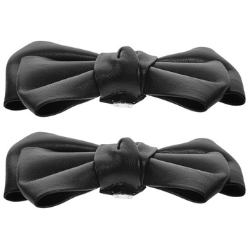 Черные туфли на высоком каблуке с кристаллами и бантиком на плоской подошве. Зажим для украшения обуви.