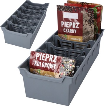 POJEMNIK NA PRZYPRAWY PRZYPRAWNIK ORGANIZER DO PRZYPRAW SZARY PRAKTYCZNY