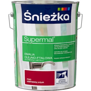 ŚNIEŻKA SUPERMAL FARBA OLEJNO-FTALOWA CZERWONY 5L