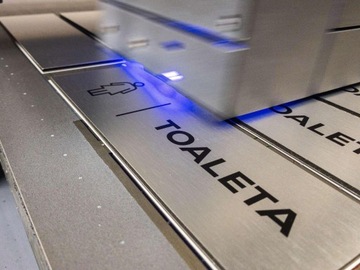 Табличка для СТОЛОВОЙ, современная табличка из нержавеющей стали, 20х7, гравировка