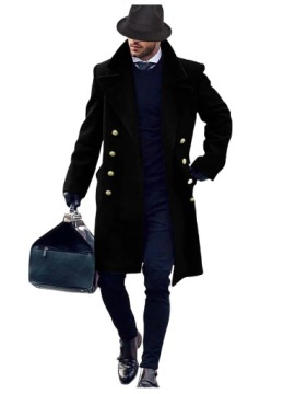 ELEGANCKI DŁUGI MĘSKI PŁASZCZ ZIMOWY JESIENNY