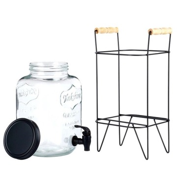 БАНКА ДЛЯ ЛИМОНАДНОГО НАПИТКА С КРАНОМ, НАВИНЧИВАЕМАЯ, С ЧЕРНОЙ ПОДСТАВКОЙ, 5,5 Л.