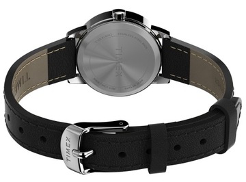 Zegarek damski srebrny na czarnym pasku Timex podświetlanie tarczy INDIGLO