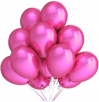 BALONY RÓŻOWE METALICZNE 12szt urodziny roczek