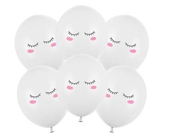 Balony śpiące oczka buźka jednorożec 6 szt