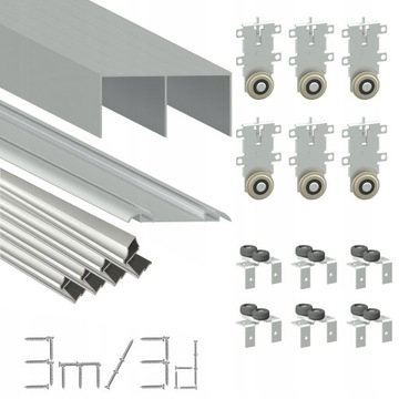 Zestaw okuć drzwi przesuwne HELGA 3m/3d