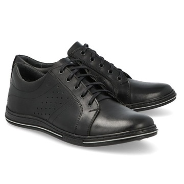 PÓŁBUTY OBUWIE POLSKIE SKÓRA TRAMPKI 088 CZARNY R 44