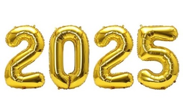 Balon foliowy cyfra napis 2025 Nowy Rok 32 cale SYLWESTER