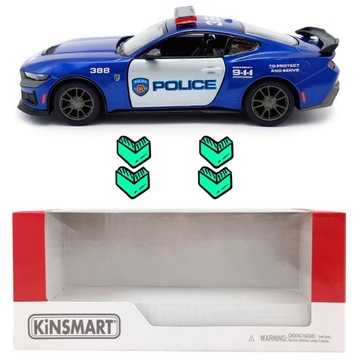 AUTO METALOWE FORD MUSTANG 2024 POLICJA SAMOCHÓD MODEL KINSMART AUTKO 1:38