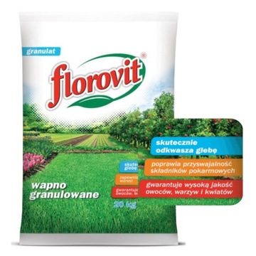 Wapno nawozowe granulowane Florovit 20kg ODKWASZA GLEBĘ POPRAWIA ODCZYN