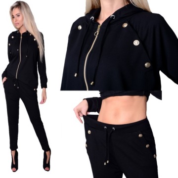MODNY KOMPLET DRESOWY DRES DAMSKI BAWEŁNA KLASYCZNY CZARNY ZŁOTO do5XL 717