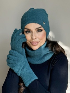 КОМПЛЕКТ ЖЕНСКИЙ, ШАПКА, ЮБКА, ГОЛЬФ, ТРУБКА, ПЕРЧАТКИ, ТЕПЛЫЙ КОМПЛЕКТ, ЦВЕТ АЛЬПАКА