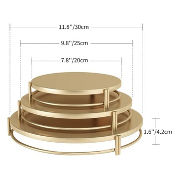 3x набор подставок для торта, подставка для кексов, кондитерская тарелка, современная круглая металлическая закуска золотого цвета