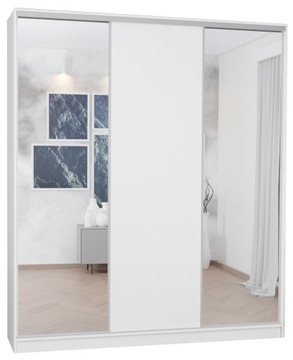 SZAFA 3D 210x250 WYSOKA BIAŁA- 2x lustro + płyta