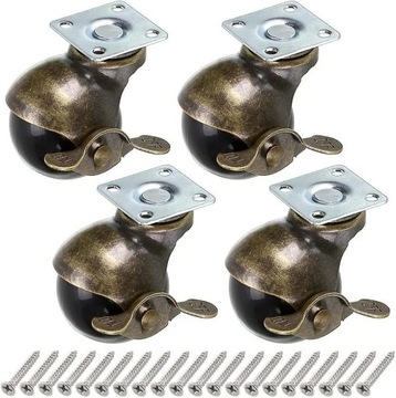 Bronze Ball Wheel, 50mm Ball Casters, Rounded Ball Casters With Brake