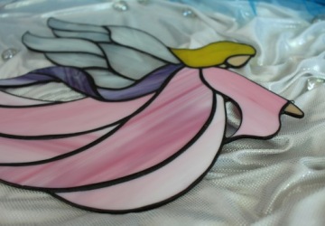 Витражный ангел Tiffany Kal розового цвета, для подвешивания