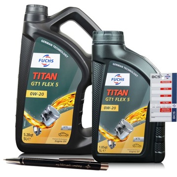 6 LITRÓW FUCHS TITAN GT1 FLEX 5 0W20 OLEJ SILNIKOWY 6L AUTORYZOWANY DYSTRYB
