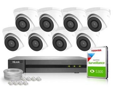 Zestaw do monitoringu Hilook NVR-8CH-5MP/8P, 8x IPCAM-T5, 1TB, Przewód