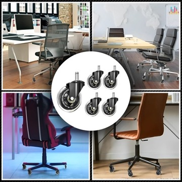 РЕЗИНОВЫЕ СИЛИКОНОВЫЕ КОЛЕСА ДЛЯ ПОВОРОТНОГО КРЕСЛА НАБОР ИЗ 5 ШТ.