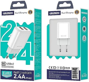 Блок питания JELLICO EU02 12Вт, 2хUSB 2.4А + кабель USB-C 1м
