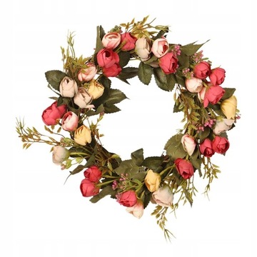 Sztuczny wieniec z róż Wieniec na drzwi z kwiatami
