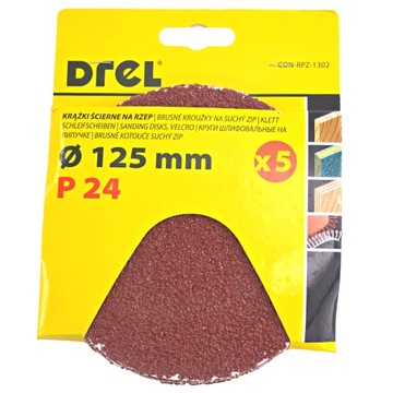 PAPIER ŚCIERNY NA RZEP KRĄŻKI 125mm P24 - 5szt
