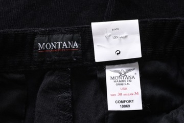 MONTANA czarne spodnie męskie sztruksy comfort fit W30 L34