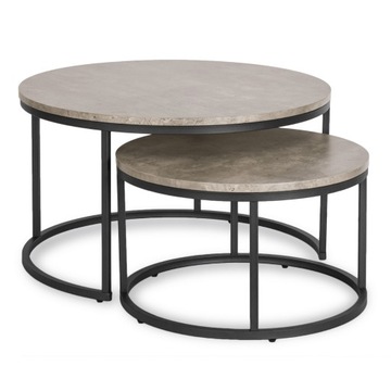 Zestaw dwóch stolików kawowych Mano do salonu szary beton-czarny 80 cm MDF