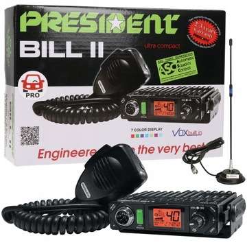 ZESTAW PRESIDENT RADIO CB BILL + ANTENA A6P AP9