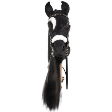 REALISTIC HOBBY HORSE - ЧЕРНАЯ ЛОШАДЬ с черной повязкой на глазу Лошадь на палке р. A4