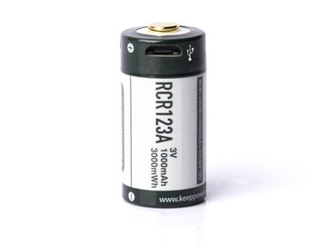 Akumulator KeepPower RCR123A 3V 1000mAh micro USB