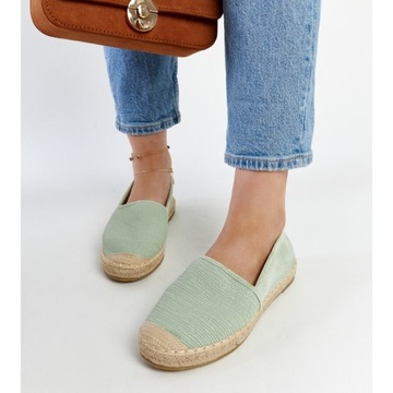 Zielone Tkanina Buty Damskie Espadryle r.39