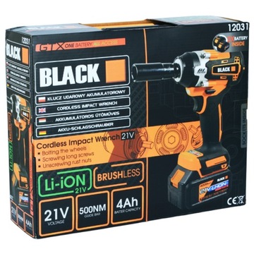 АККУМУЛЯТОРНЫЙ гайковерт 4 AH X2 BAT.ЧЕРНЫЙ ДЛЯ КОЛЕС 500 НМ POWER ЧЕРНЫЙ