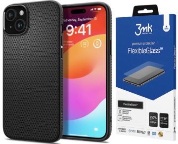 Pouzdro pro Iphone 15 Plus Spigen Air a 3MK Sklo