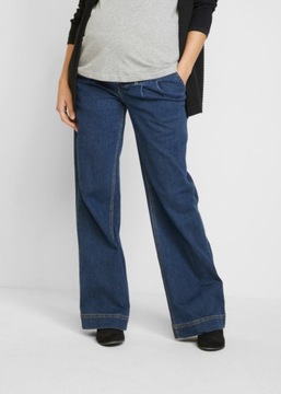 BA71 SPODNIE CIĄŻOWE Z ELASTYCZNYM PASEM WSTAWKĄ JEANSY 40 NIEBIESKIE