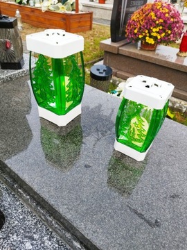 Свеча-фонарь гламурная белая зеленая елка 31 см