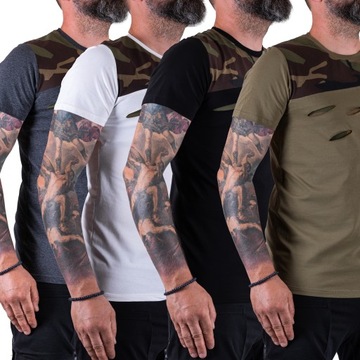 T-SHIRT biała koszulka wstawki moro SEGOVIA r. XL
