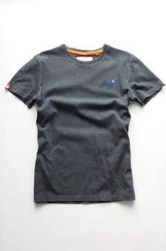 SUPERDRY T-shirt w niebieskim melanżu + logo XS/S