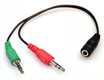 Adapter 2x jack 3,5mm do słuchawek z mikrofonem