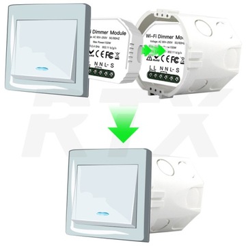 Модуль диммера света RTX, 2 цепи, внутренний Wi-Fi TUYA