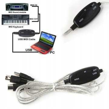USB In-Out Midi Interfejs PC PC do przewodu adapte