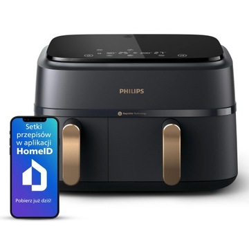 AIRFRYER FRYTKOWNICA BEZTŁUSZCZOWA PHILIPS XXL DWIE SZUFLADY X6 PORCJI 9L
