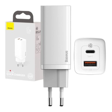 BASEUS ŁADOWARKA SIECIOWA ZASILACZ KOSTKA USB-A + USB-C QC 4.0 PD 3.0 65W